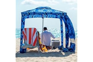 AMMSUN Beach Cabana, 6.2'×6.2' Beach Canopy with Privacy Sunwall, Easy to Set Up, UV 50+ Protection, Waterproof, Portable Sun