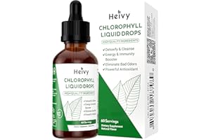 Heivy Chlorophyll Liquid Drops, Liquid Chlorophyll Supplement, Chlorophyll Drops for Internal Deodorizer, Radiant Skin, Detox, Antioxidant, Immune Support, Gluten Free, Natural Flavored - 2 FL OZ
