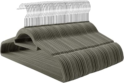 SONGMICS Velvet Hangers 100 Pack Non-Slip 0.6 cm Thick 43.5 cm Grey CRF100V