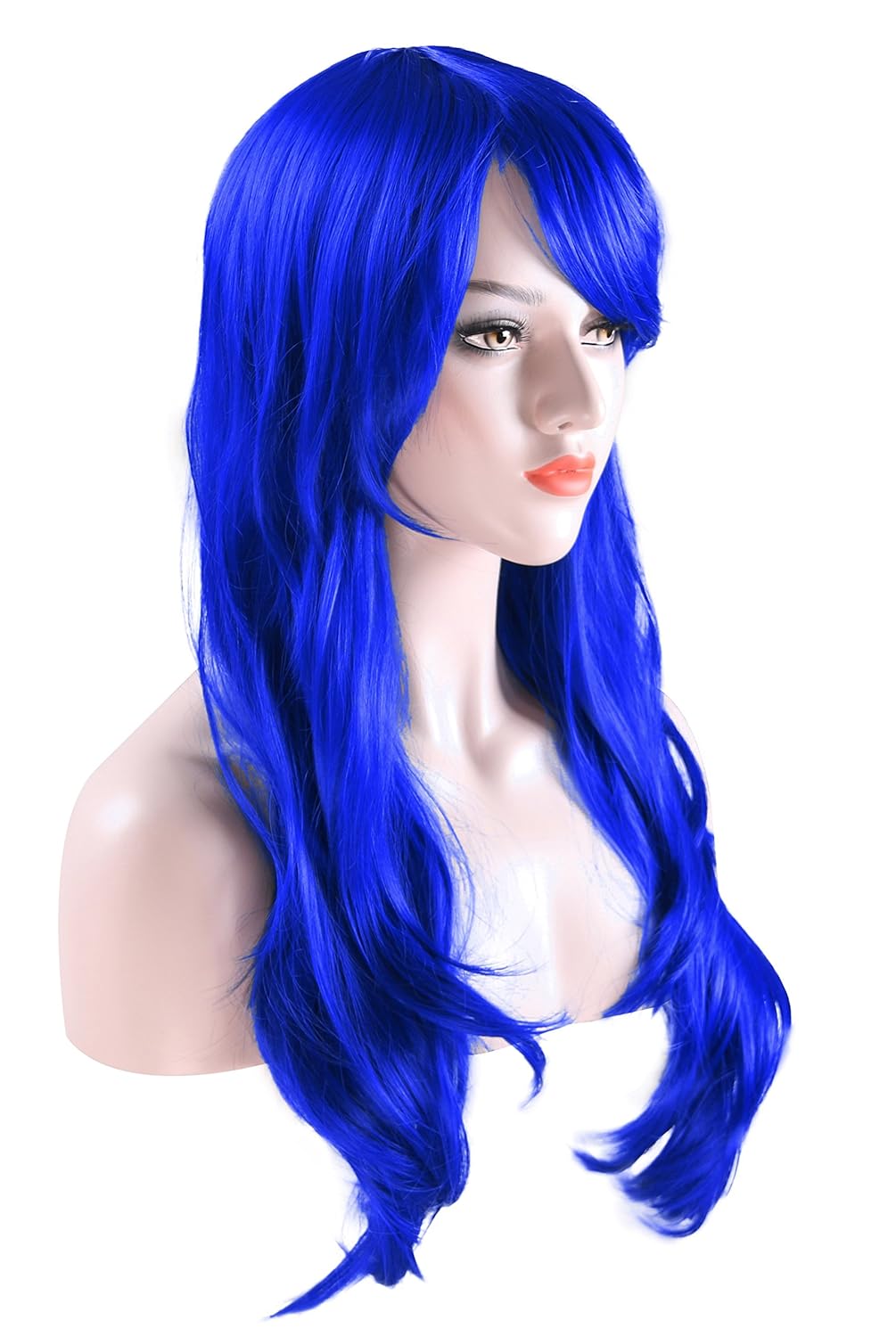 Long Curly Blue Wig for Women Ladies Cosplay Party Halloween Costume