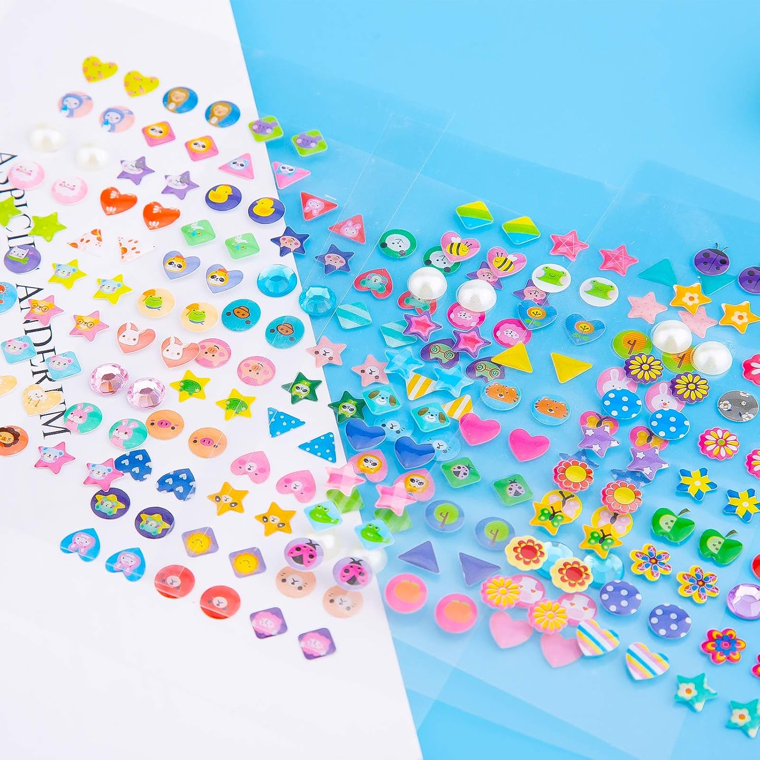 SAVITA 240 Pcs Stick on Earrings 3D Gem Stickers Glitter Sparkle Crystal Stickers Sticker Earrings Puffy Stickers for Girls Kids Children Multiple Colors & Shapes for Craft Scrapbooking (4 Sheet) - Image 5