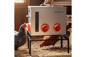 SPRIGROWN Metal Chicken Feeder 40lb, No Waste Automatic Chicken Feeder with Window, Galvanized Large Capacity Poultry Equipment, Rodent Proof, Rat Proof, Weatherproof Silo, Outdoor Coop, Comederos para Gallinas