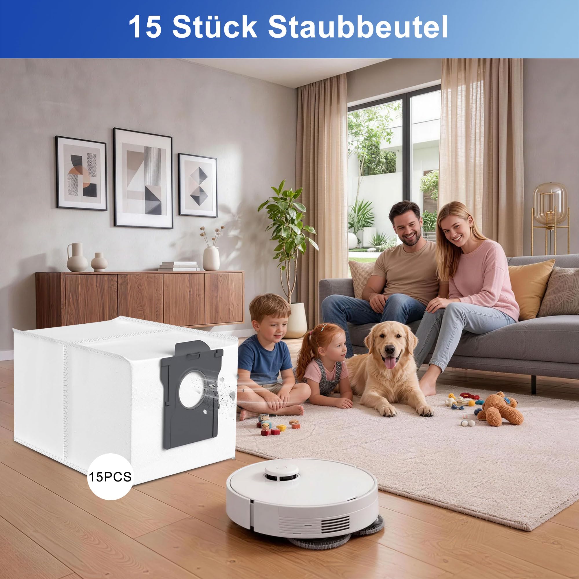 Fishoney 15 Stück Staubbeutel für Dreame L10s Ultra Gen 2/Gen 3, L40s Pro Ultra, X50/X40 Ultra Complete/X30 Ultra, L10s Pro Ultra Heat, Mova E30 Ultra/V50 Ultra Complete Staubsaugerbeutel Ersatzteile 6