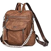 GAEKEAO Backpack Purse for Women Fashion Designer Ladies PU Leather Shoulder Bag Convertible Handbags for Travel Daily Use College Brown