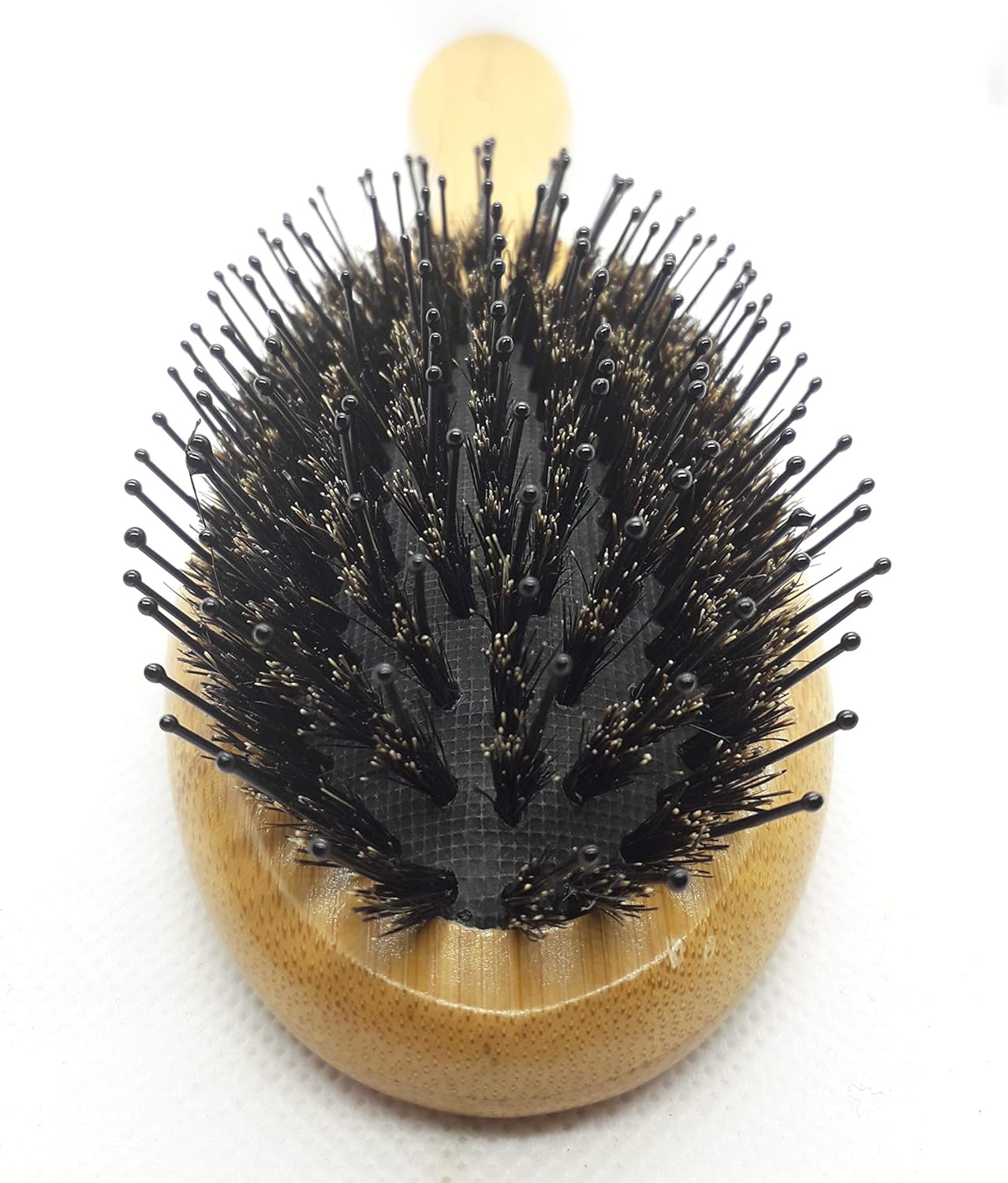 Flair Bamboo Boar Bristle Soft Nylon Mix Detangling Hair Brush (Mini), black, brown - Image 3