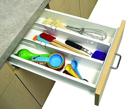 Set Of 2 Adjustable Deep Drawer Organizer Divider Kitchen Cabinet