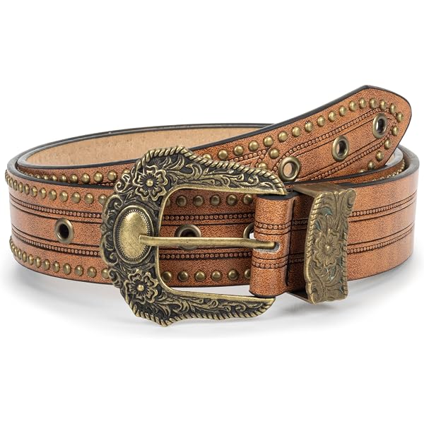 ANNULOYA Women Leather Braided Belts for Dress 1.2 Inch Hand  display picture 1