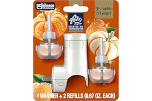 Glade PlugIns Refills Air Freshener Starter Kit, Pumpkin & Ginger, Scented and Essential Oils for Home and Bathroom, 0.67 Fl Oz, 1 Warmer + 2 Refills