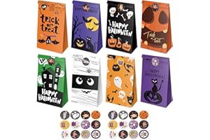 XiaosRen Halloween Treat Bags- 24 Pack Halloween Trick or Treat Goodie Bags with Stickers Candy Bag Kids Party Favors