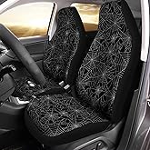Bulopur Halloween Spider Web Print Front Seat Cover Sets 2 Pack, Car Universal Accessories Interior Decor for Men, Auto Front Seat Covers