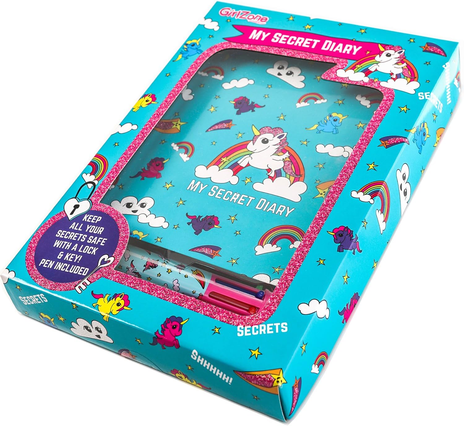 GirlZone Unicorn Secret Lockable Journal Diary and Pen Set For Girls
