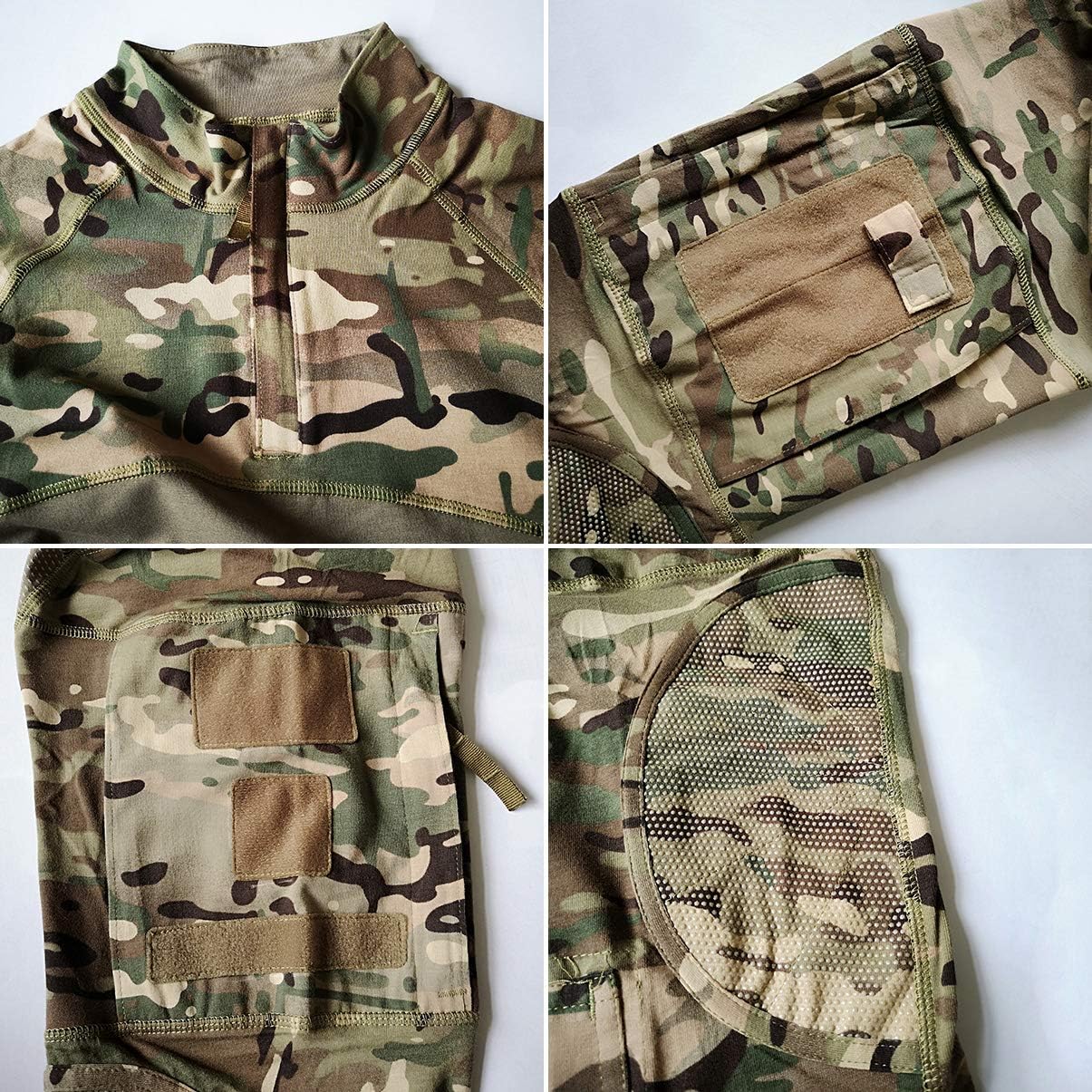 CARWORNIC Gear Men's Tactical Military Combat Shirt Cotton Army Assault Camo Long Sleeve T Shirt: Clothing