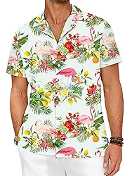 LuckLemocor Hawaiian Shirt Men Beach Button Down