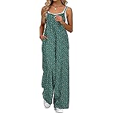 ATOG Women's Summer Jumpsuits Boho Wide Leg Overalls Casual Floral Print Rompers Beach Outfits with Pockets