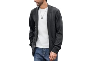 Arcciit Men's Shawl Collar Long Sleeve Cardigan Knit Open Front with Pockets