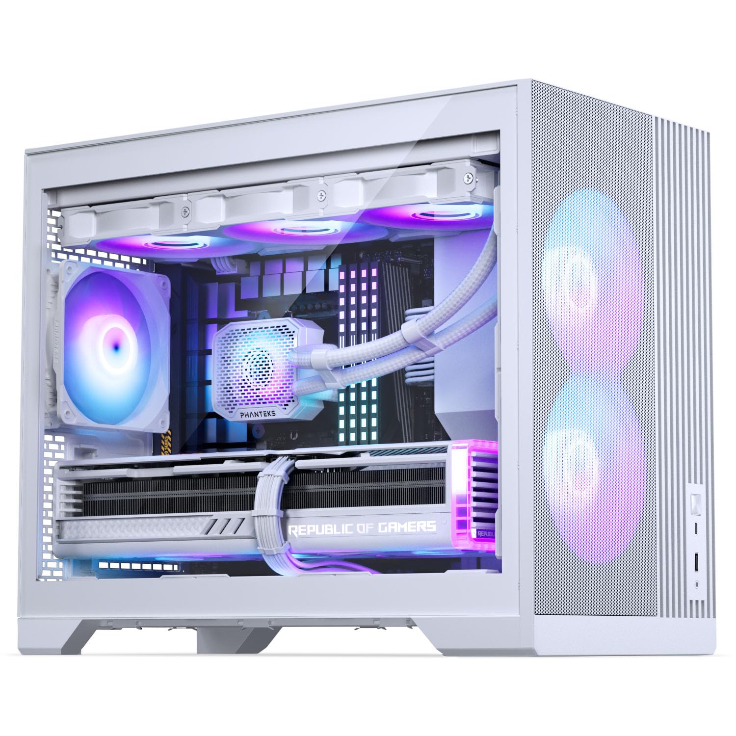 Phanteks XT M3 Mini-Tower PC-Gehäuse Weiß – Kompaktes Micro-ATX Case mit Tempered Glass, Unterstützung für 360-mm-Radiator & 430-mm-Grafikkarten – mit 3X 120mm RGB Lüftern 3