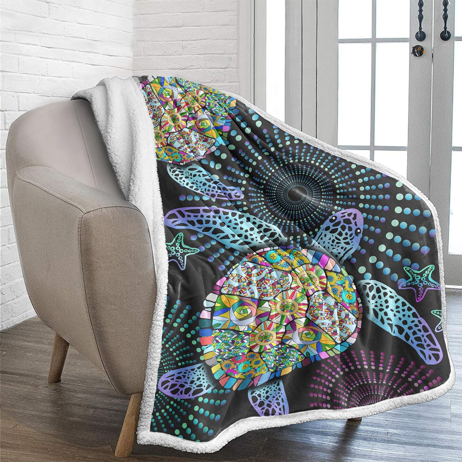 Lunoroey Turtle Blanket Throw Turtle Printed Blankets Throws Soft Sherpa Blanket Sofa Blanket Bed Blanket For All Season Kids And Adults