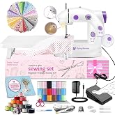 Mini Sewing Machine for Beginners-Maquina de Coser, Easy Automatic Sewing Machine with Extension Table, Household Electric Portable Sewing Tool with Sewing Kit, Small, for All Age, Kids or Adults