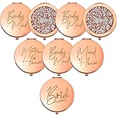 Roowest 8 Pcs Bridesmaid Proposal Gifts Set Bridesmaid Compact Mirrors Magnifying Makeup Double Sided for Purse Pocket for Women Wedding Bridal Shower Gifts Party Favors(Rose Gold)