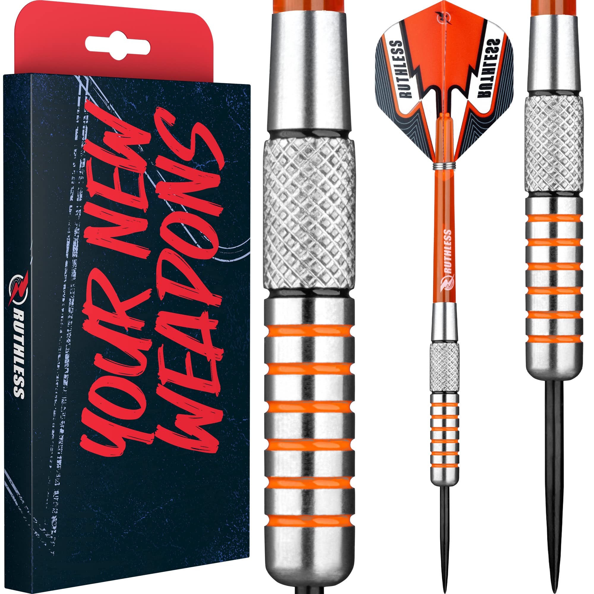 RUTHLESS Tigers Darts | 90% Tungsten Steel Tip Tungsten | Ring & Knurl 26g