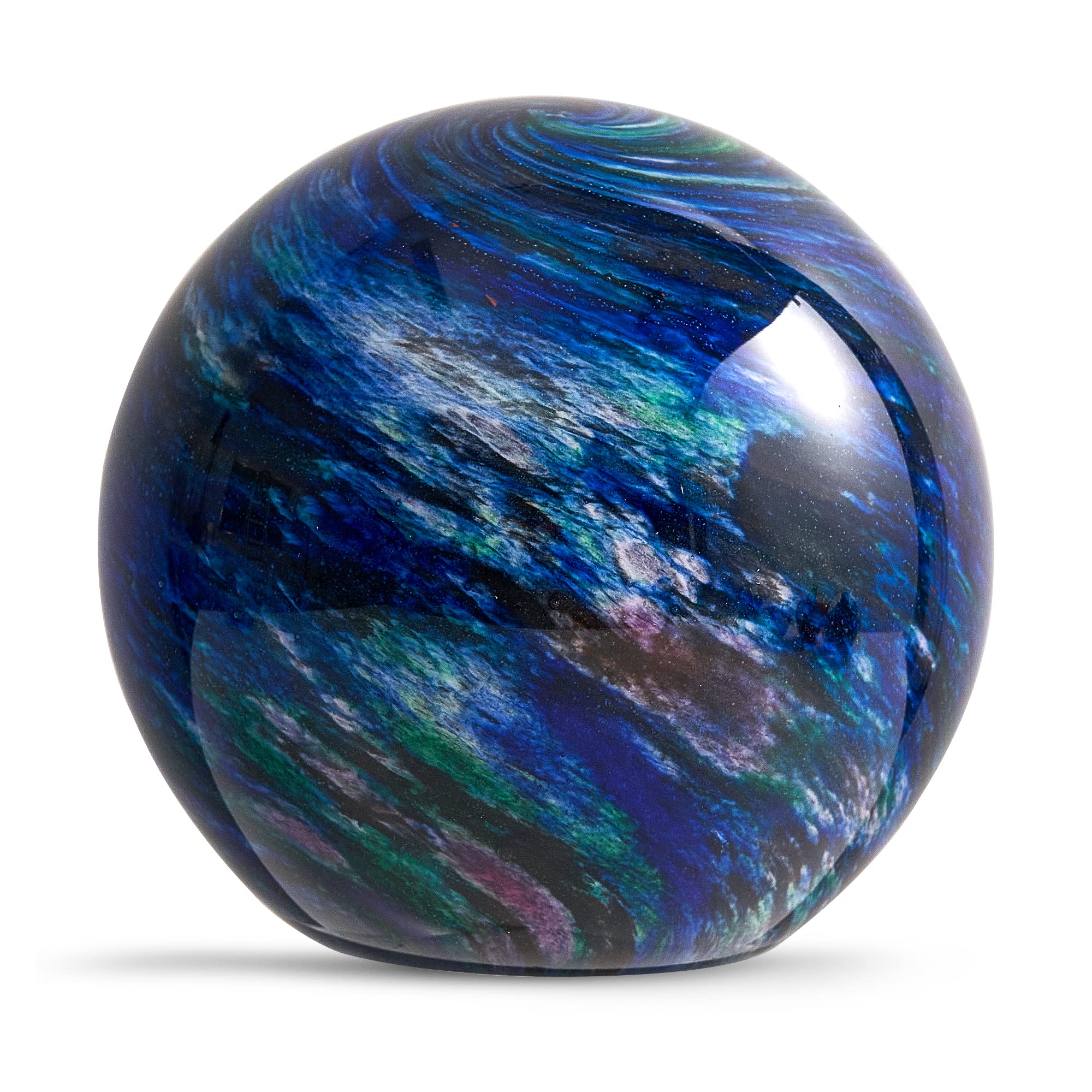 EUSTUMA Hand Blown Glass Figurines Ball Planet,Paperweight Glass Ball,Home Decor Collectible,Space Museum Decor,Office Decor Outer Space Lovers