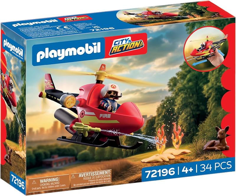 | City Action | Feuerwehr‑Helikopter | Einsatzheli mit Wasserspritzfunktion, Pilot & Rettungszubehör | Für Kinder ab 4 Jahren | 72196
