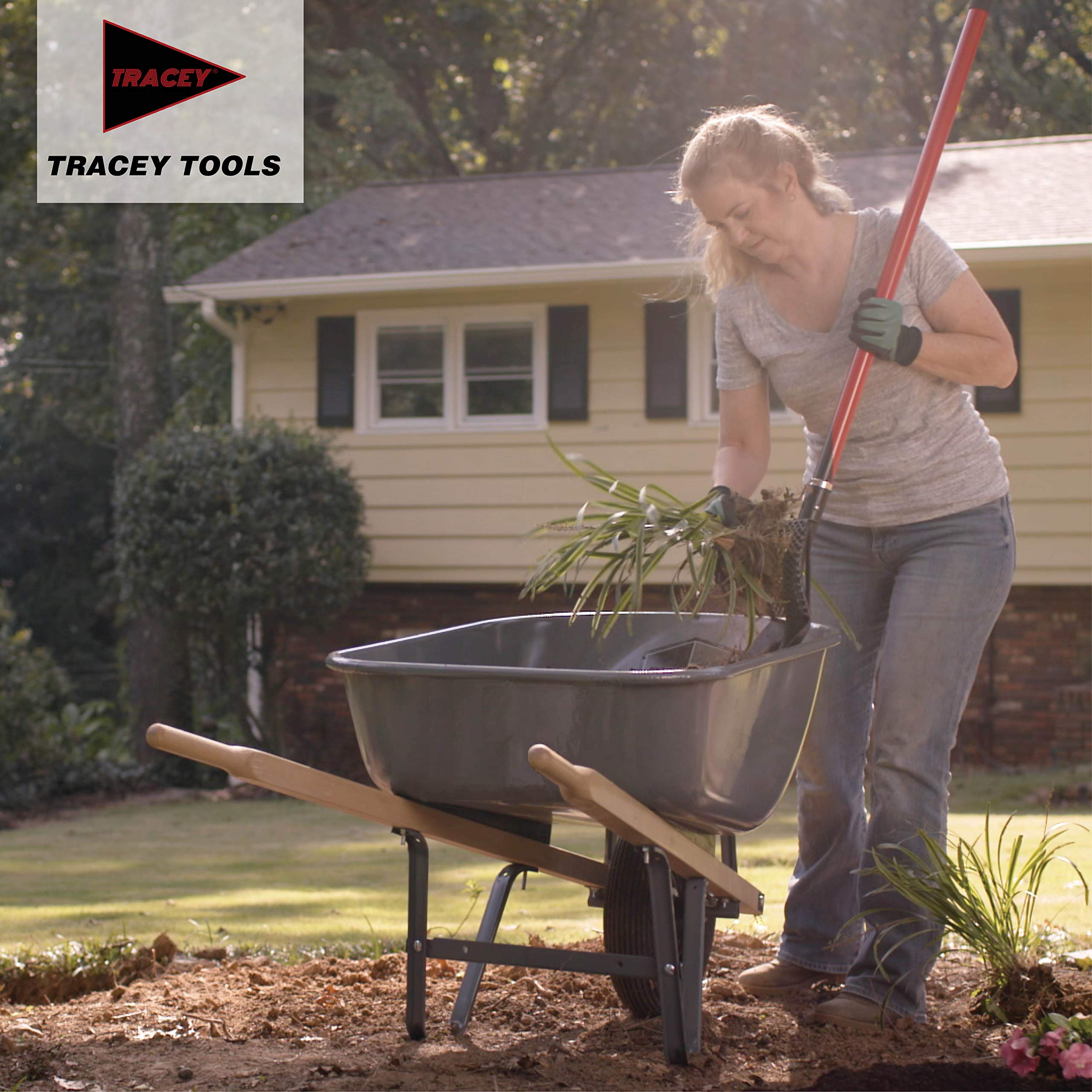 Tracey Garden Shovel with Long Fiberglass Handle for Digging, Transplanting and Gardening Round Point Spade Smart Shovel Design Tools