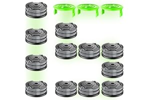 CHWAY 15 PCS 0.065" Dual Trimmer String Replacement 2900719 Compatible with Greenworks 2101602, 2101602A, STBA40B210, BST4000,18ft. String Trimmer Refill and Spool Cap(12 Trimmer Line+3 Caps)