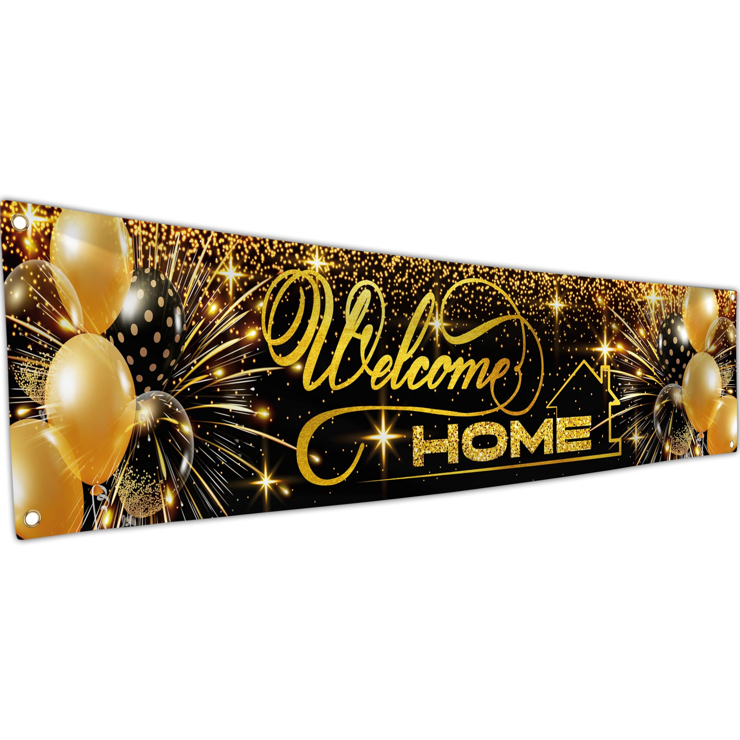 Welcome Home Banner - Black & Gold Welcome Home Decorations 180 x 40cm - Welcome Back Banner - We Missed You So Much