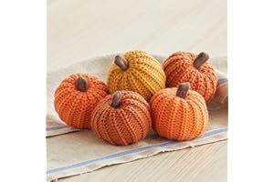 Knit pumpkins set of 5, mini pumpkin decor, orange pumpkin bowl fillers fall tiered tray décor, thoughtful gift set, autumn t