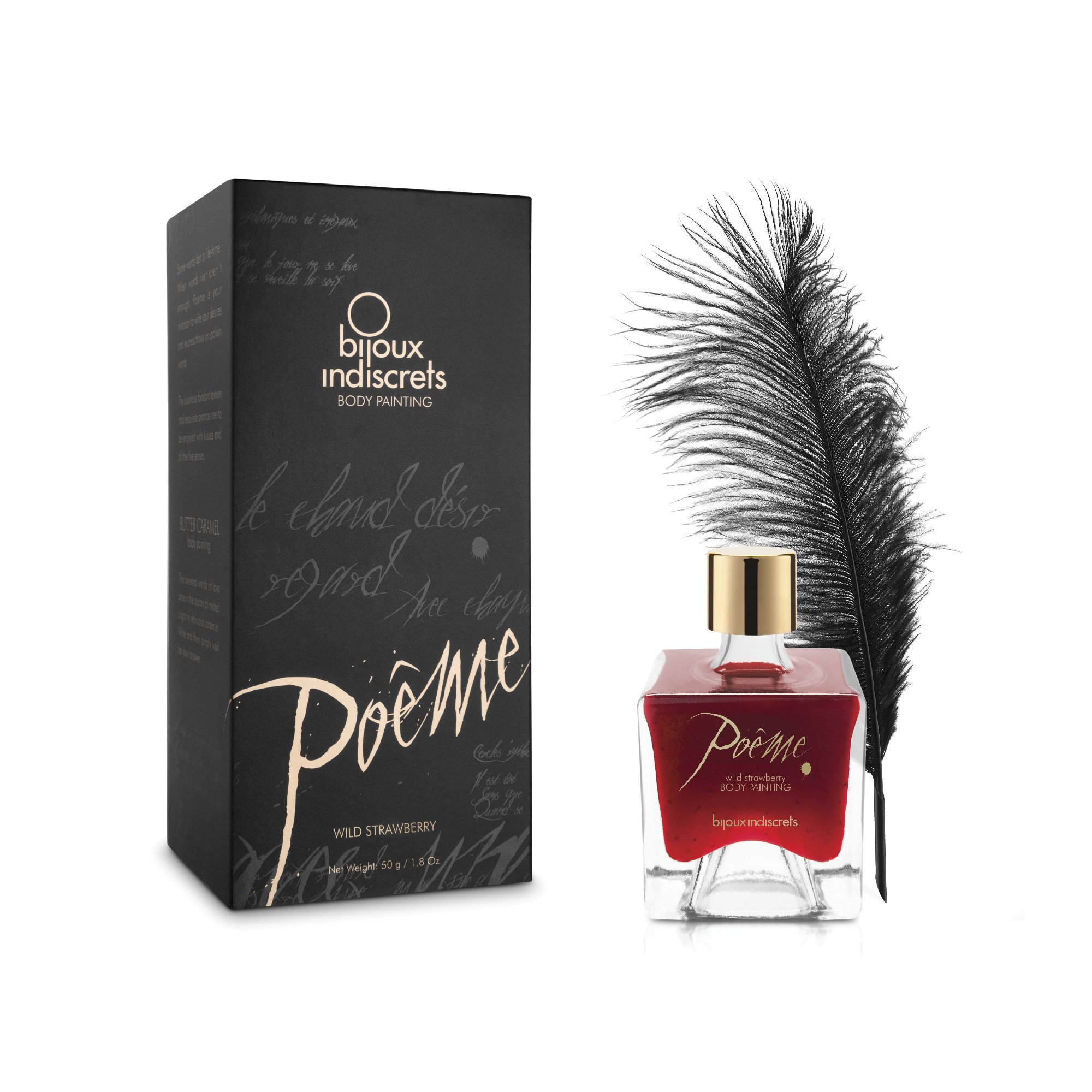 Bijoux Indiscrets 50 ml Poeme Wild Strawberry Body Paint with Feather Sexy Gift