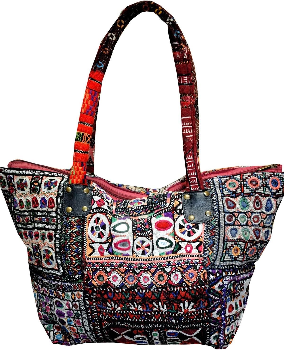 New Womens Indian Banjara Zari Embroidery Patch Work Mirror Vintage Bohemian Handbag Ladies Shoulder Bag