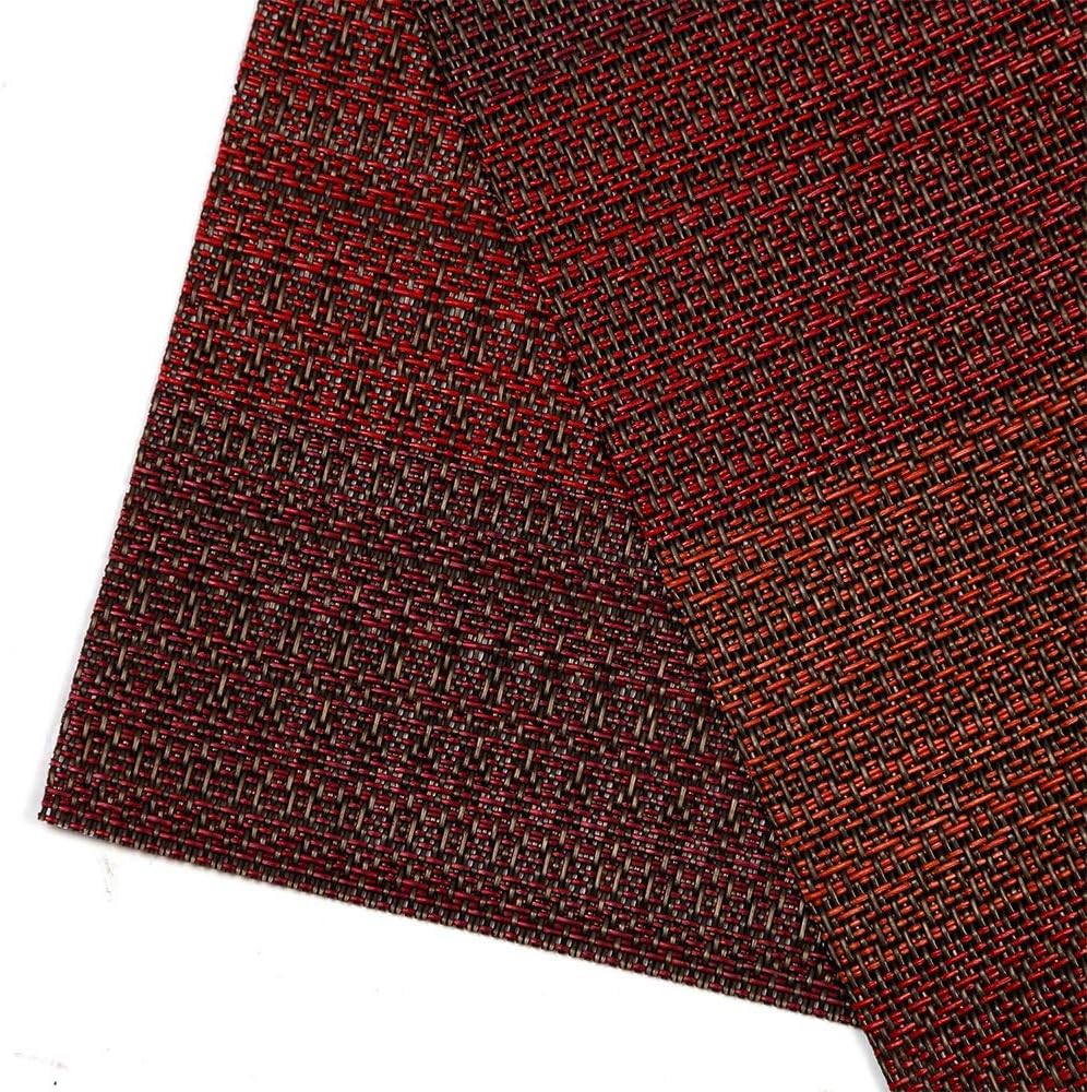 Pauwer Placemats Set of 6 for Dining Table Washable Woven Vinyl Placemat Non-Slip Heat Resistant Kitchen Table Mats Easy to Clean (Set of 6, Red): Home & Kitchen