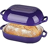VORRINGARD Large Cast Iron Dutch Oven Dome Pot with Lid, Enameled Bread Oven, Bread Pan for Homemade Sourdough Bread Baking, 9QT, Purple