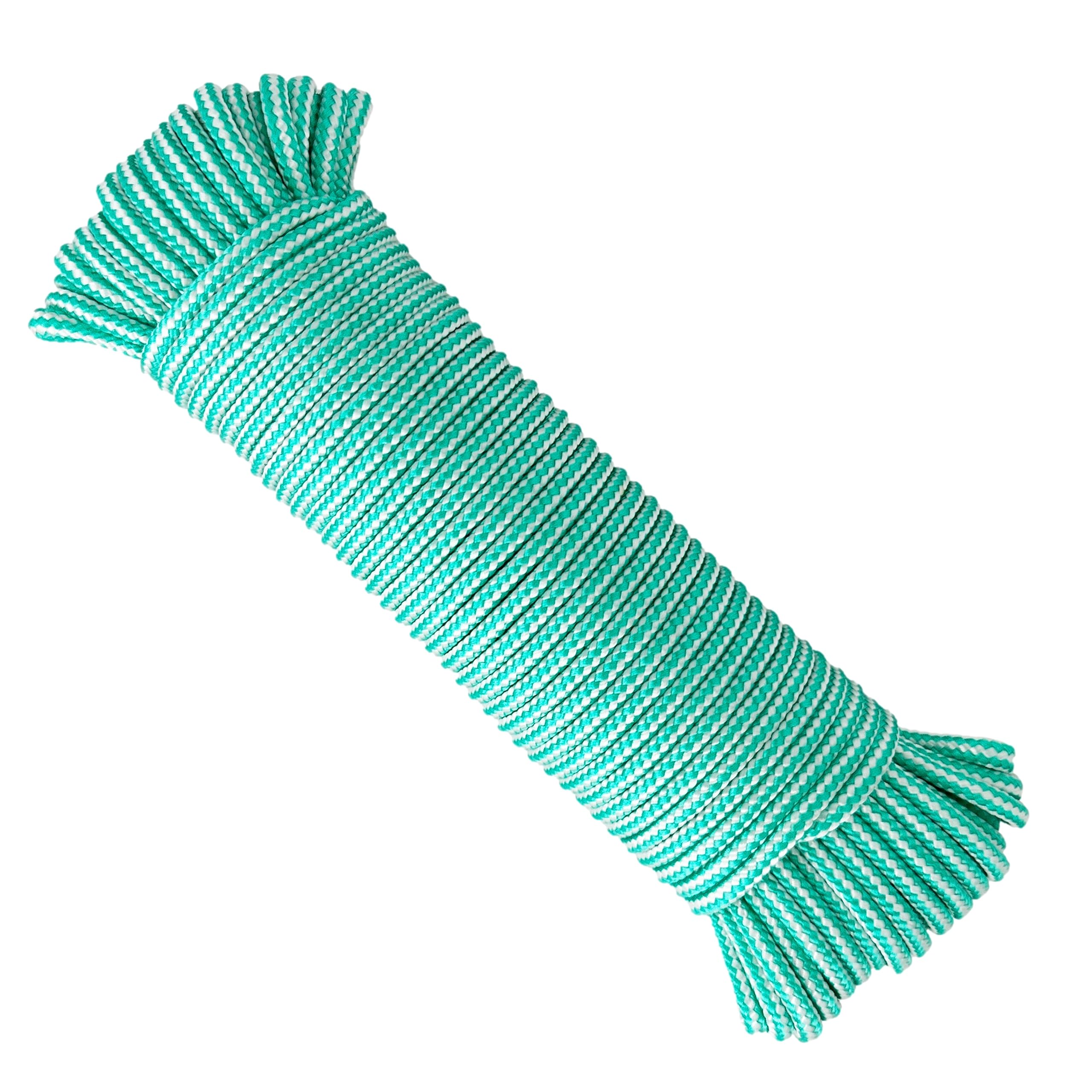 Clothe Washing Line Outside. Braided High-Tenacity Polypropylene Rope Cord. Campervan Essentials. Made in Spain. 4.5MM * 25M. Green and White.