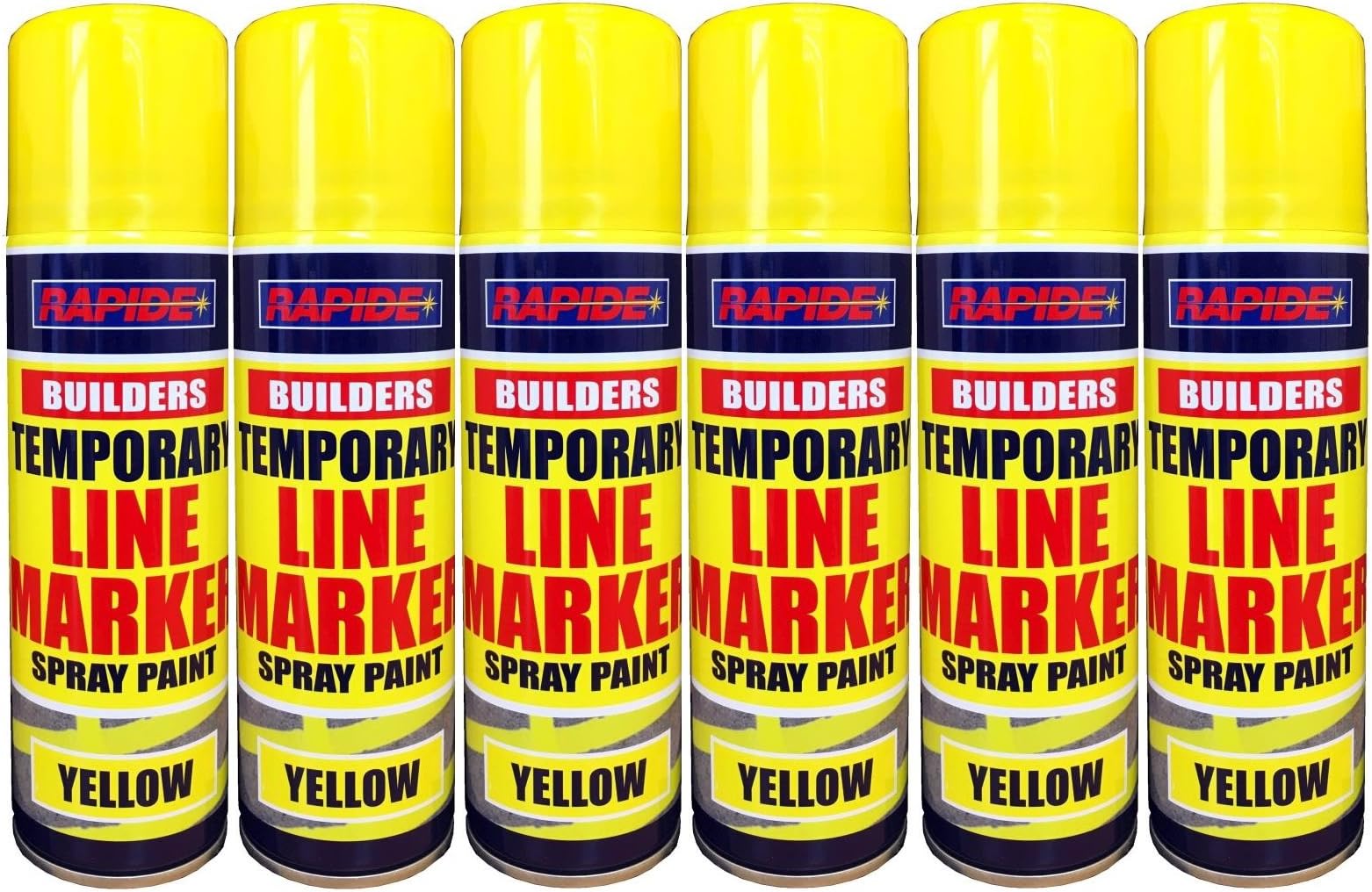 6 X 250ml Yellow Line Construction Temporary Marking Spray Paint Surveyor Road Marker Fast Drying New