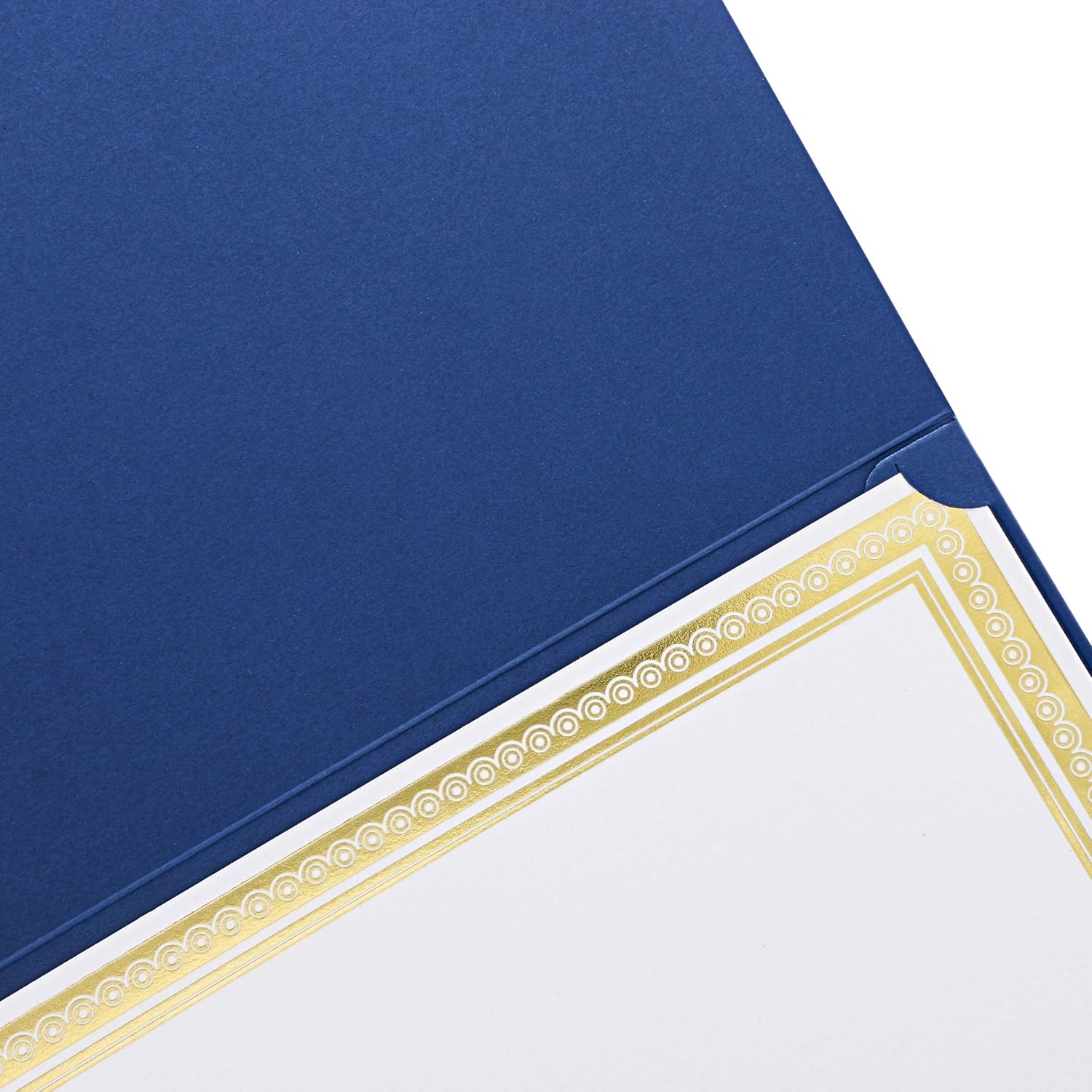Pipilo Press 24-Pack Gold Foil Certificate Border Paper and Blue Holders Set (8.5 x 11 Inches) : Office Products