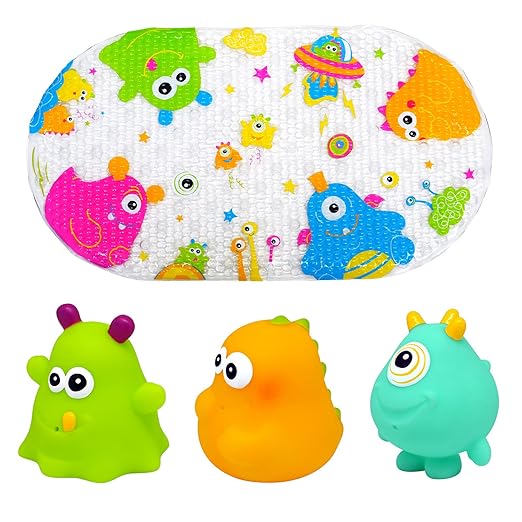 Knorrtoys 37025 - ESCABBO Bademattenset Happy Monster mit Badewannenspritzfiguren