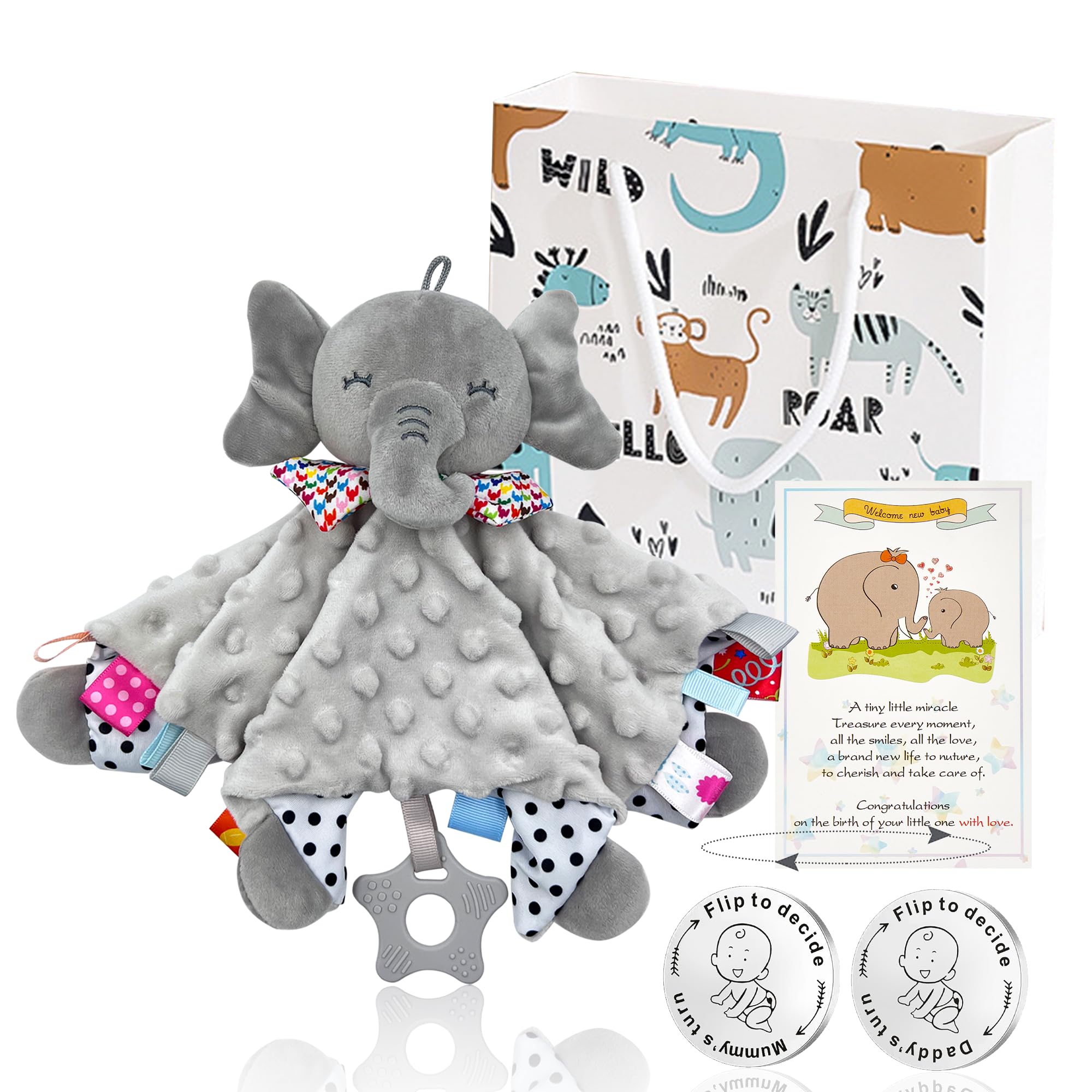 UNMOT Baby Gifts Includes Newborn Baby comforers Blanket, Funny Parent Decision Coin- Baby Gift Set Newborn Shower gift with gift bag（Parent Decision Coin Gift Set）