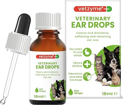 Vetzyme Veterinary Ear Drops for Dogs Cats Small Pets 18ml Antibacterial