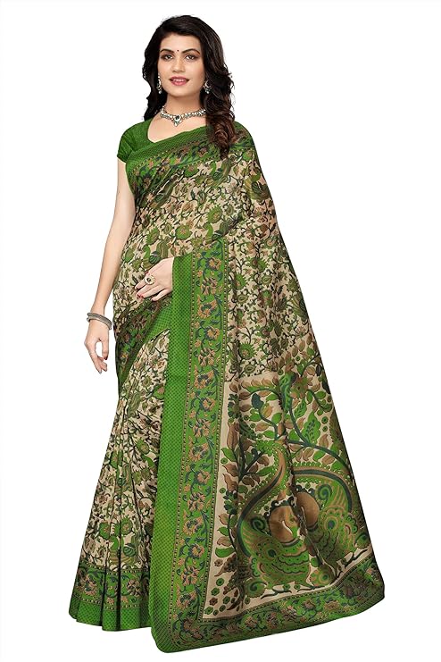 Womens Art Silk Printed Kalamkari Sarees