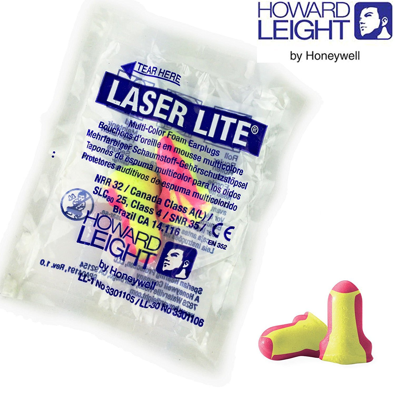 20 Pairs Howard Leight Laser Lite Soft Foam Earplugs SNR 35dB