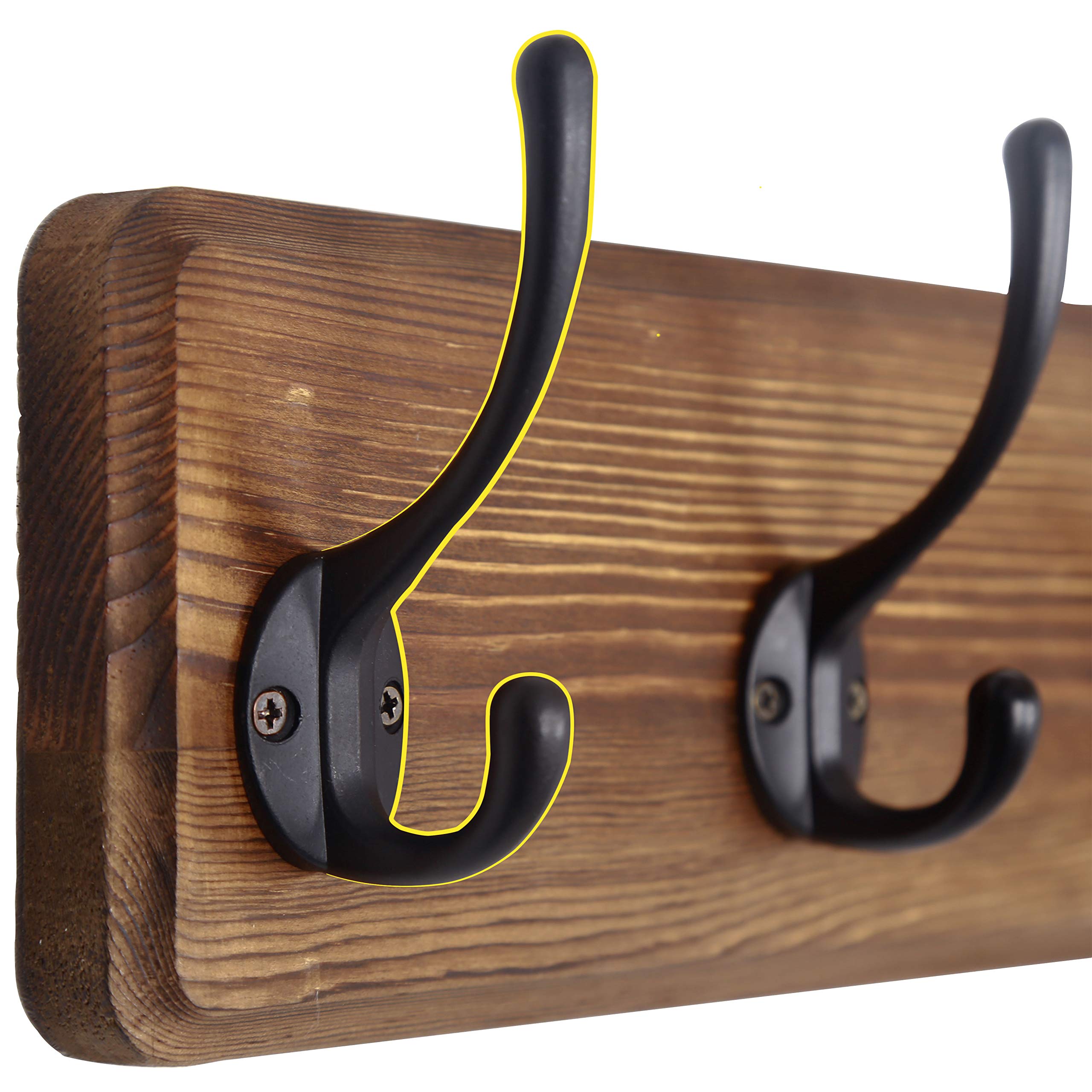 SKOLOO Rustic Wall Mounted Coat Rack 16inches Hole to Hole, Pine Solid Wood Coat Hook Hanger