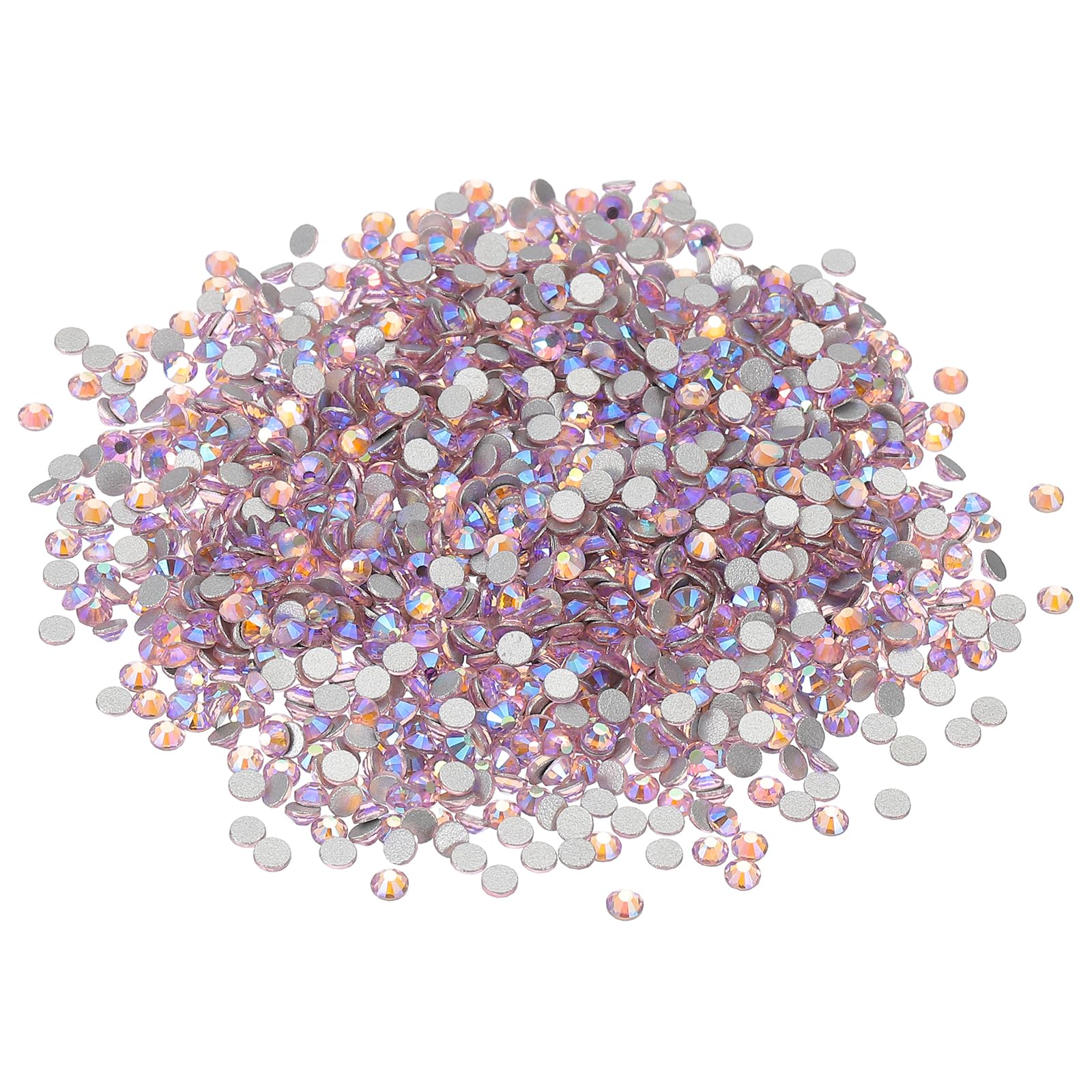PATIKIL SS10/1440Pcs Glass Diamante Rhinestone, Crystal Glass Flat Back Rhinestones Round Crystal Man Made Gems Diamond Decor for Nail Art Craft Clothes DIY Makeup, AB Pink — image 1