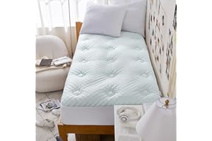 Hansleep Twin Mattress Topper Viscose Derived from Bamboo, Memory Foam Pillow Top Mattress Topper Twin with Deep Pocket, Breathable Mattress Pad for Back Pain Relief, 39" x 75", White