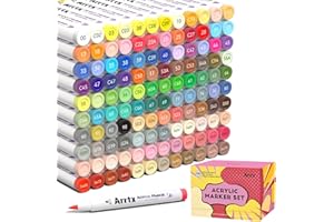 Arrtx Acrylic Markers Anime Series 120 Colors,Brush Tip Acrylic Paint Pens Paint Markers for Rock Painting Glass Wood Stone Fabric,Art Supplies