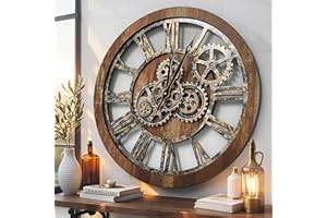 The Gears Clock The Original Real Moving Gear Wall Clock Vintage Industrial Oversized Rustic Farmhouse (24 inch (60cm), Vinta
