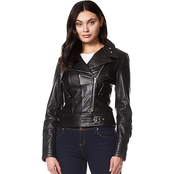 Mystique' Ladies Black Biker Style Motorcycle Designer Nappa