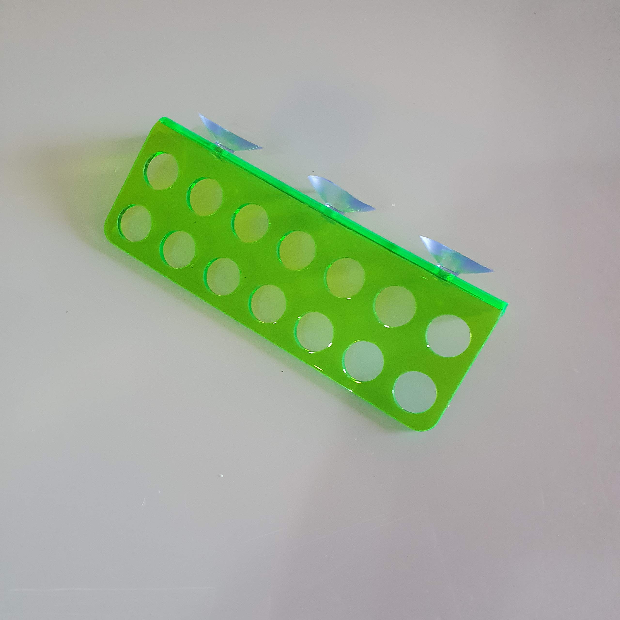 Reef-Geeks Laser Cut Acrylic 14-Hole Frag Rack for Aquarium | Compact, High-Flow Design for Frag Grow Out and Propagation Tanks | Holds Industry Standard 12mm Frag Plugs.(Toxic Green)