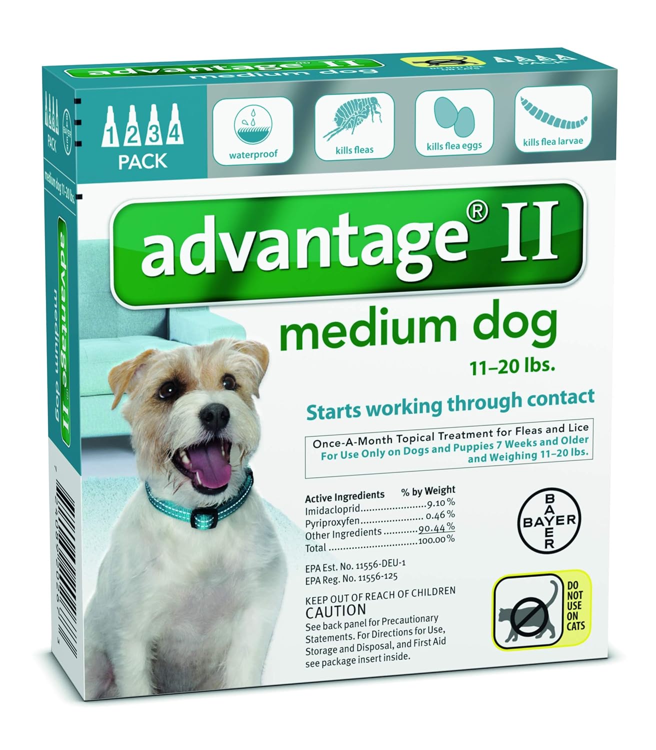 Reviews Advantage Flea Killer for Dogs, Teal, 1120LBS. 4 Month Supply, U
